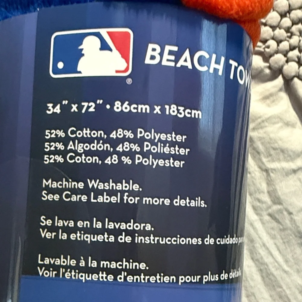 New York Mets Beach Towel in Blue and Orange-NWT